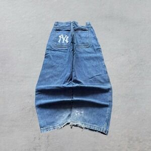 Baggy Wide Leg New York Yankees Get Results Jnco Styl Skater Vintage Jeans 40